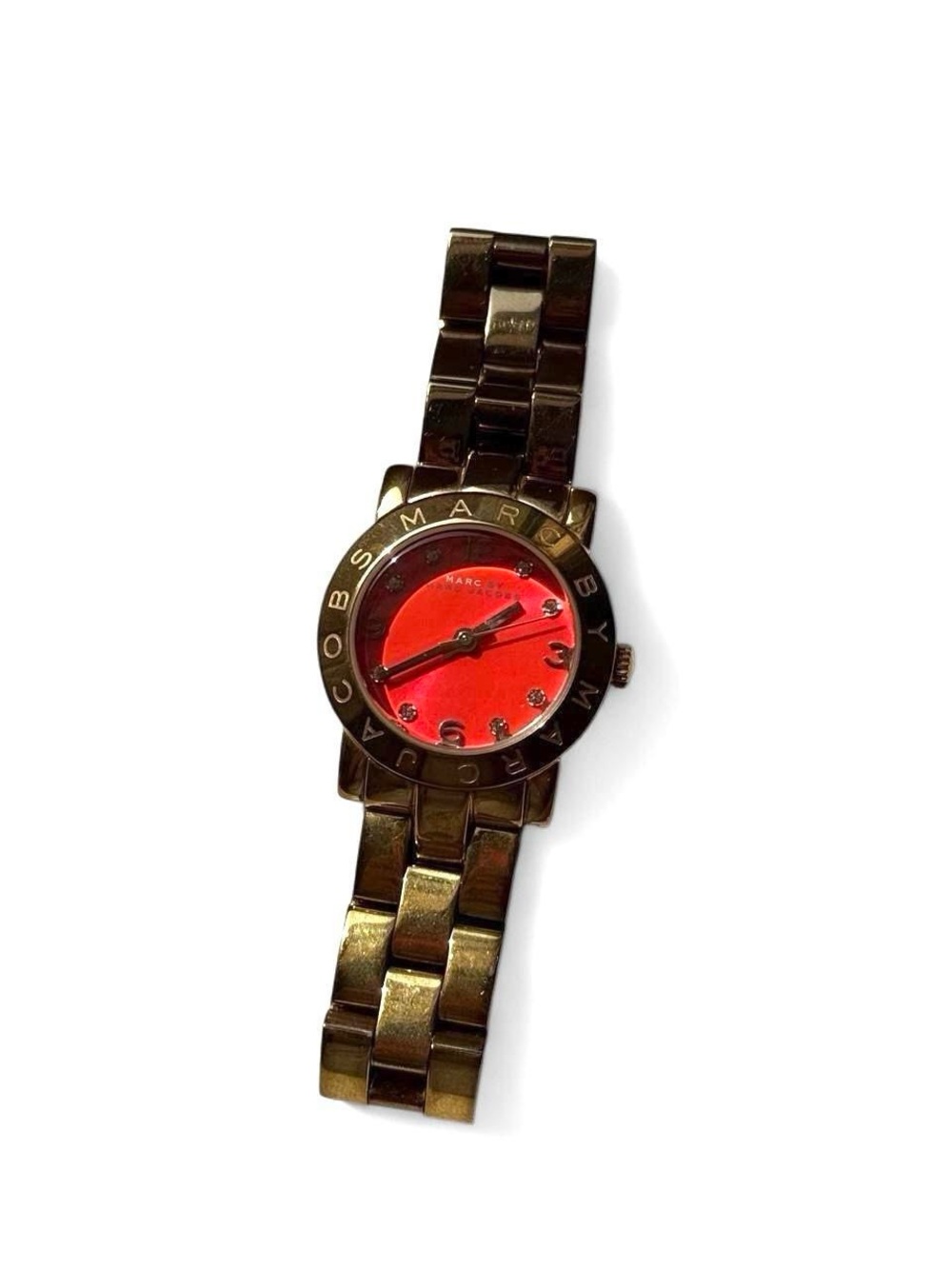 Marc by Marc Jacobs Rose-Gold Tone Bracelet Watch with Coral & Crystal Dial